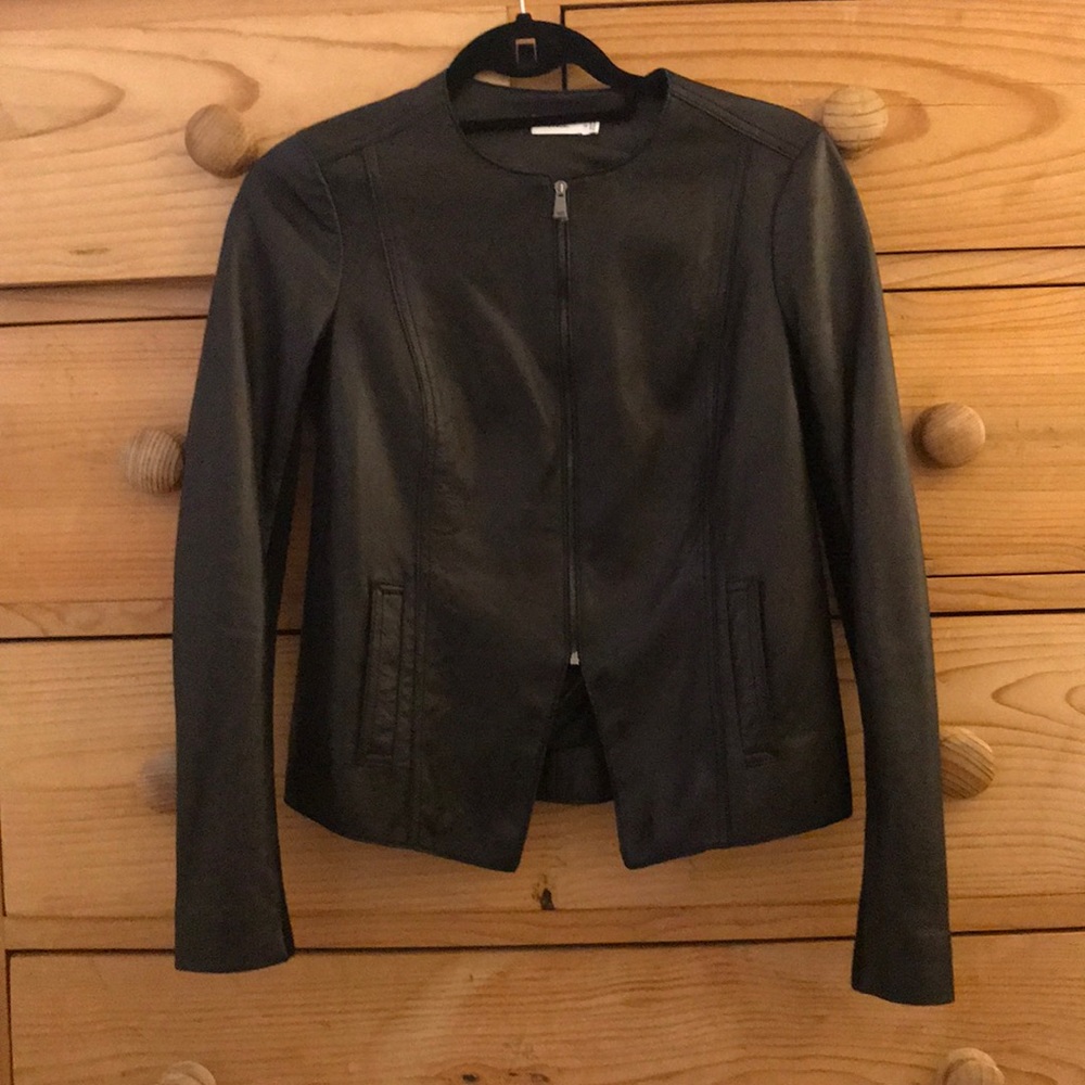 Vince black leather jacket